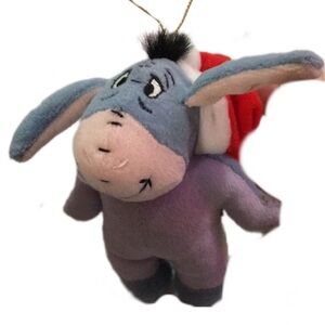Plush Eeyore Ornament with Santa Hat